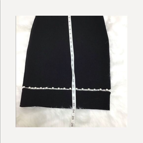 Givenchy Black Midi Slip Skirt Pearl Insert Black Wool Blend Skirt New Size XS - Picture 6 of 8